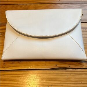 New York & Company White Leather Clutch